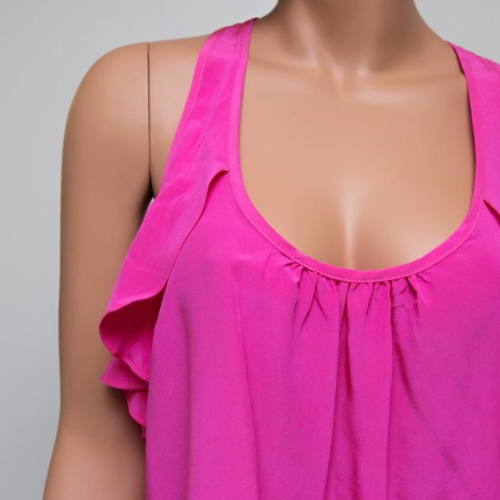 Alice & Trixie Nude Tan Ruffle Racerback Silk Top - Picture 10 of 11